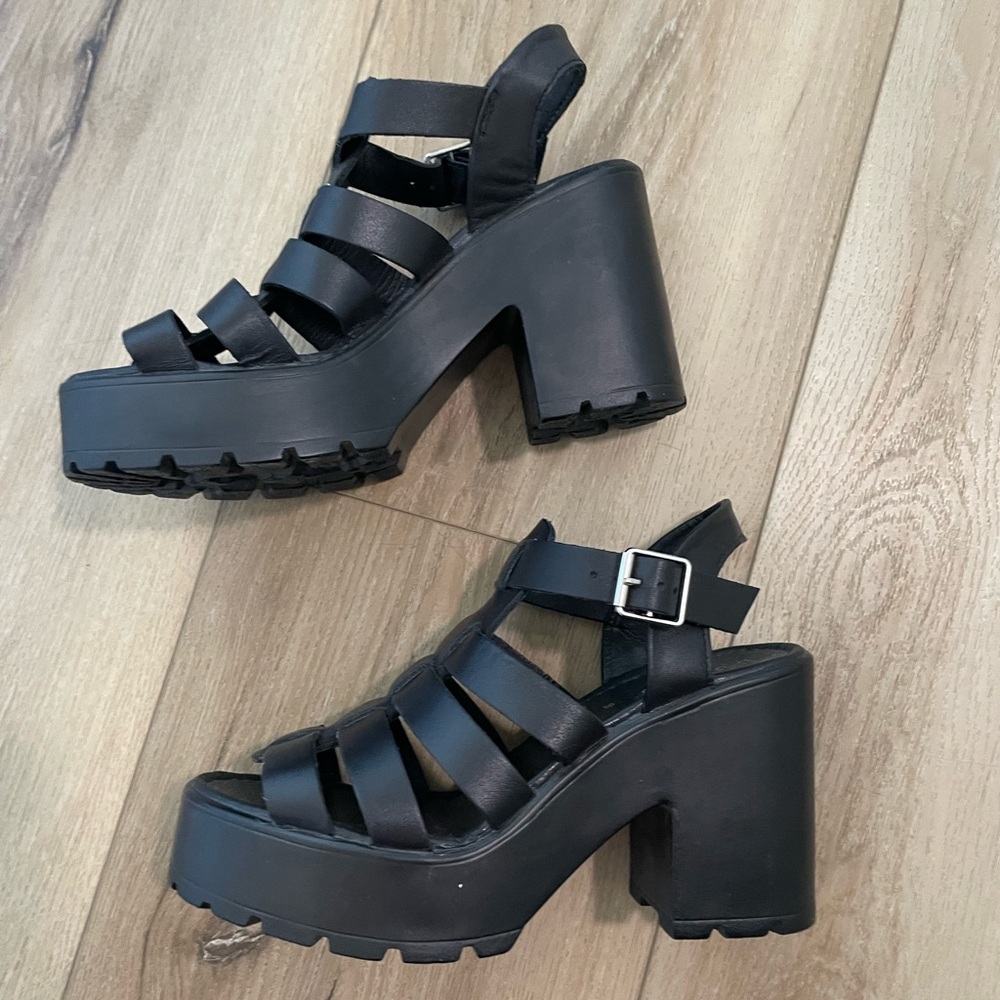 Black Strappy Platform Sandals - image 4
